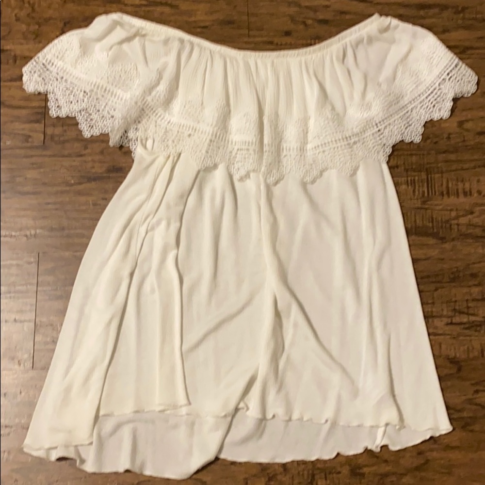Off the shoulder white lace top